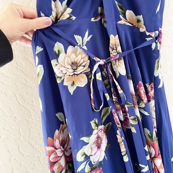 Lulus Blue Floral Maxi Wrap Dress - Picture 8 of 11